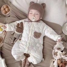 婴儿连体衣爬服冬季夹棉衣服爬服哈衣男女宝宝外出服新生儿