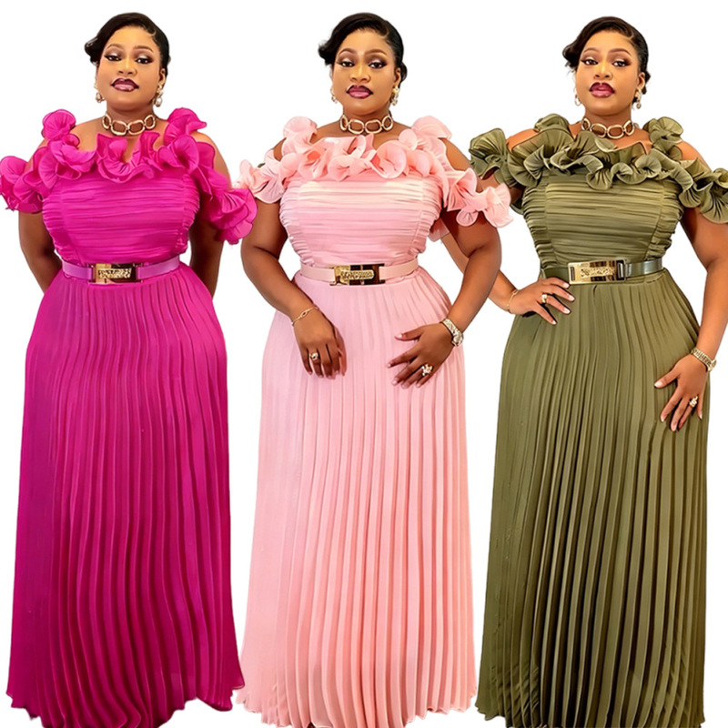 African Plus-Size Women's Pleated Long Dress, Elegant and Stylish Gown, Popular on European and American Cross-Border E-Commerce Platforms, Evening Dress African Plus-Size Women's Pleated Long Dress, Elegant and Stylish Gown, Popular on European and American Cross-Border E-Commerce Platforms, Evening Dress