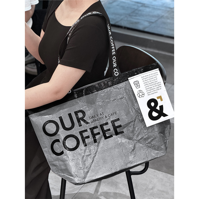 编织袋定 制印logo图烘焙咖啡店超大号显眼包开业手提袋地标显眼