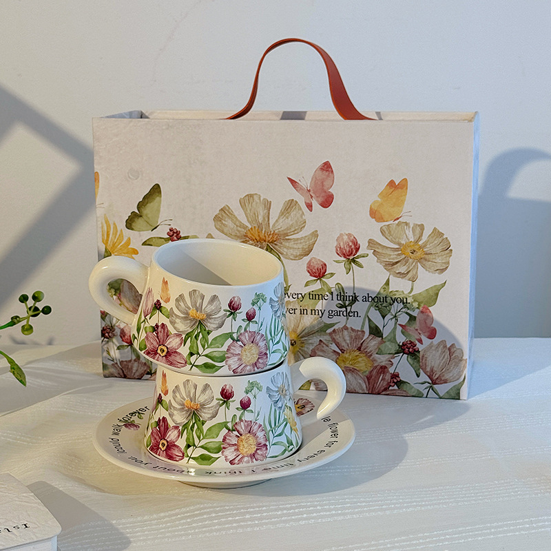 Diseñador original de tazas de cerámica plato fábrica directa taza de té de la tarde taza de café conjunto taza de plato caja de regalo al por mayor