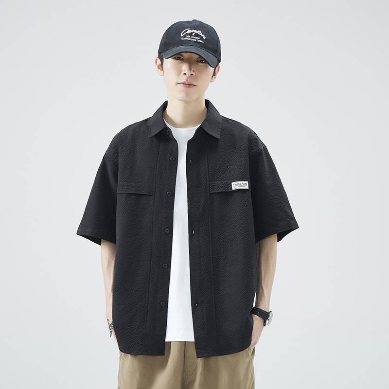 Anyang 2026 Summer New Men's Short-Sleeve Shirt Black Shirt Trendy Brand Half-Sleeve Casual Top Wholesale