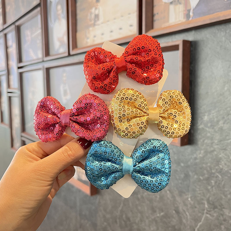 children Hairdressing Super Flash Sequins bow Hairpin princess perform lovely Issuing sub wholesale Clamp diy Headdress