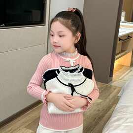 小女孩毛衣工厂批发童装打底衫秋冬季洋气女童中高领百搭针织衫