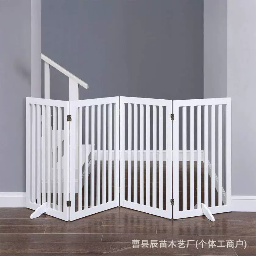 工厂供应白色木质可折叠宠物门室内宠物围栏安全宠物木质围栏跨境