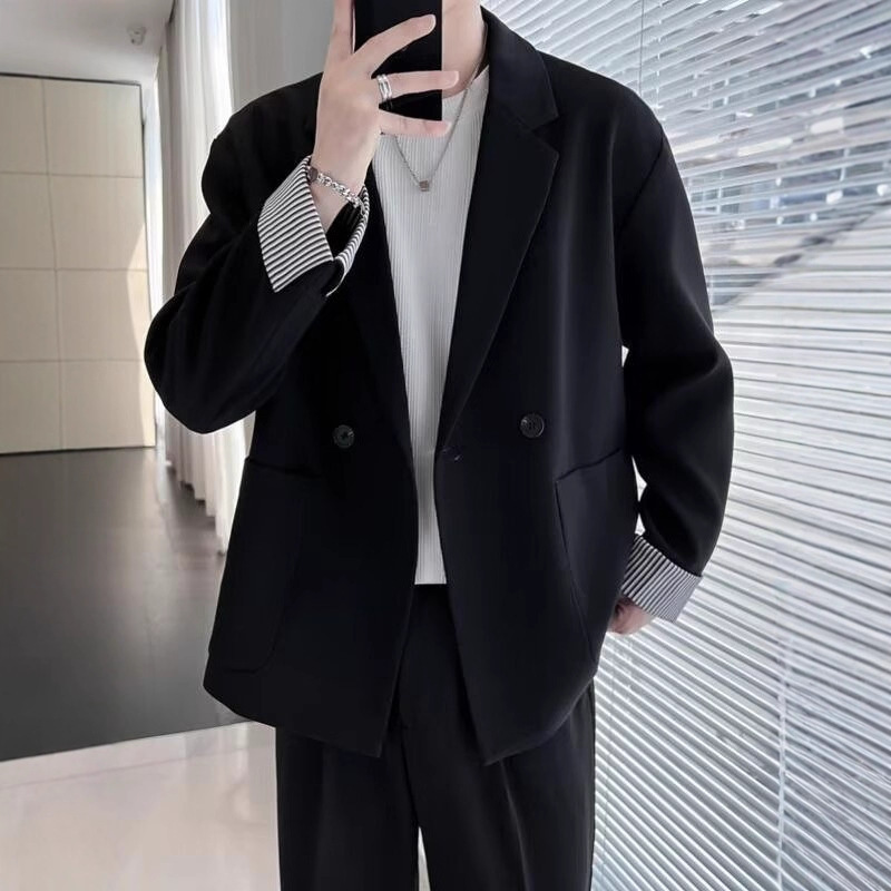 Spring and Autumn Style Men's Suits, Light and Mature, Stylish and Casual Suit Sets, Versatile Solid Color Tops, Trendy Loose Jackets