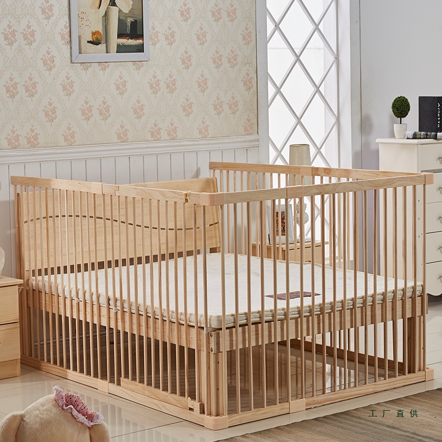 Bed Guardrail 2m Bed Solid Wood Railing Floor-Standing Children's Play Fence Baby Crib Heightening Universal