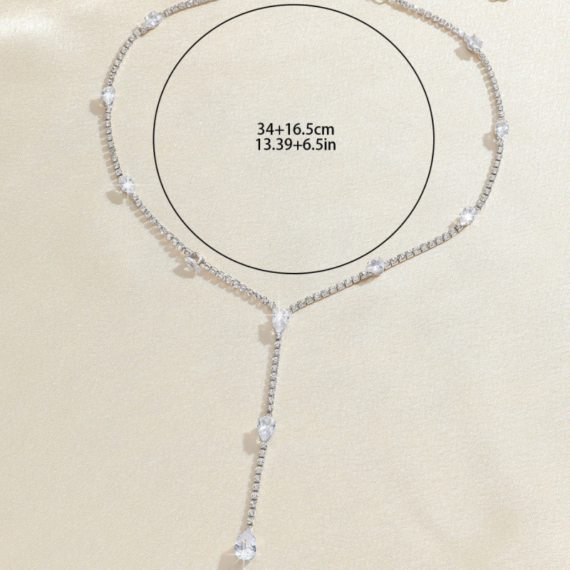 Zirkon glänzende Damen Ohrringe Halskette Hochzeit Brautkleid Zubehör Mode Temperament Schmuck_voghion.com