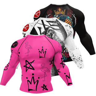 Men's Printed Long-Sleeved Breathable Sports Quick-Drying Bodysuit Fitness Sports Bottoming Shirt Autumn and Winter Casual Running T-Shirt