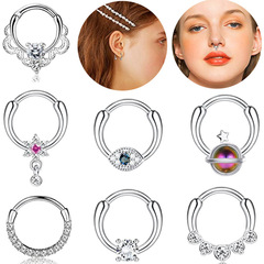Stainless steel zirconia flower nose ring cross-border body piercing jewelry manufacturer new product supply wholesale earrings nose ring