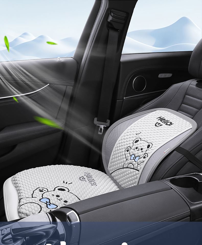 Car cushion four seasons universal women's cute cartoon bear cushion summer ice silk breathable non-slip seat cover