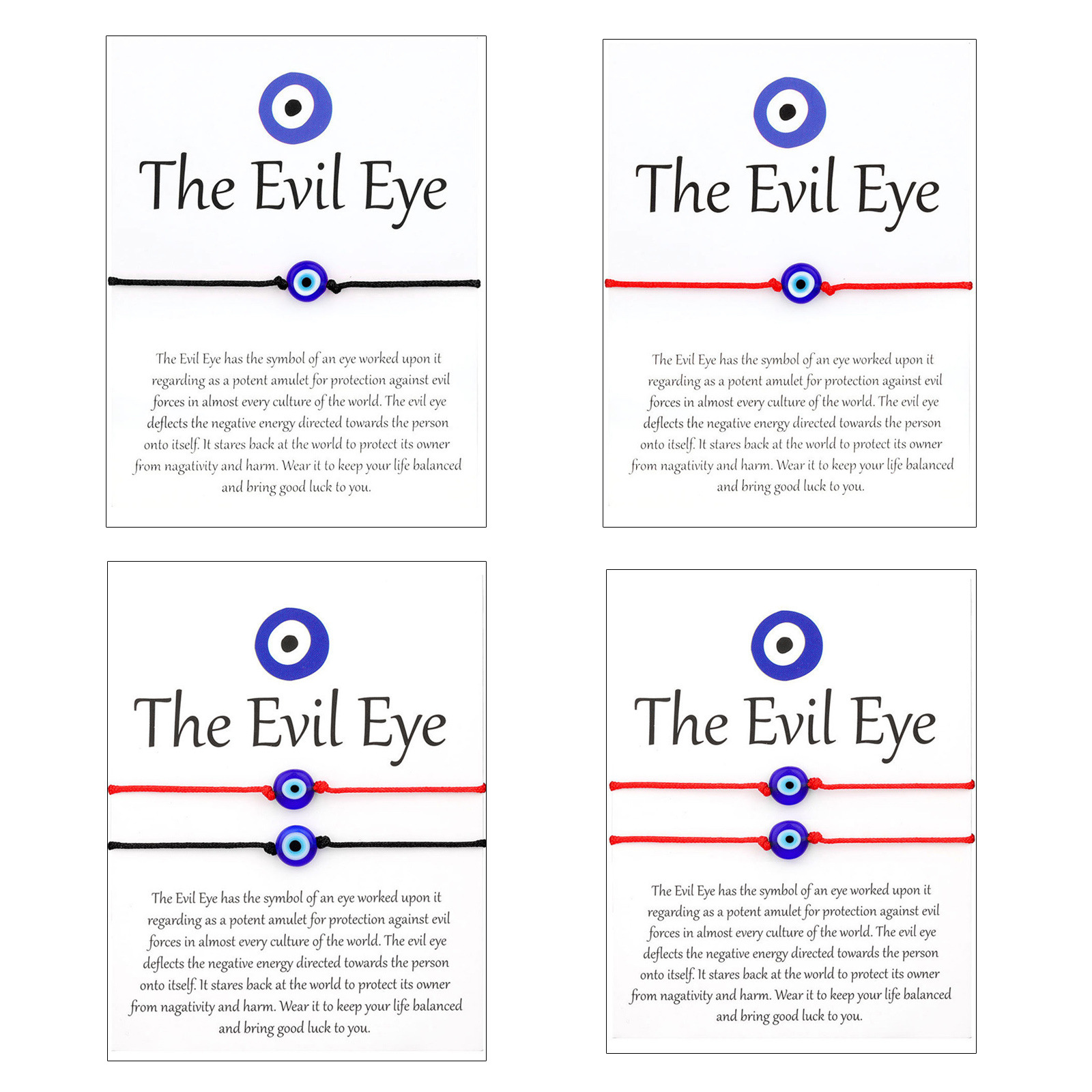 Cross-border hot selling two-piece blue eyes Turkish Devil's Eye bracelet creative red rope lucky couple bracelet