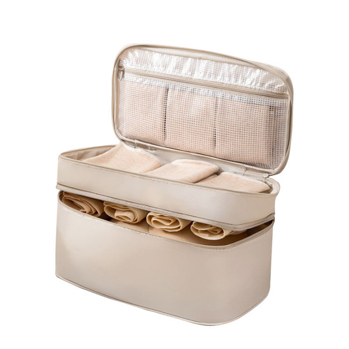  Fabric Bra Organizer Pouch, Anion Travel Storage Bag, Portable Handheld Makeup Bag, Double Layer