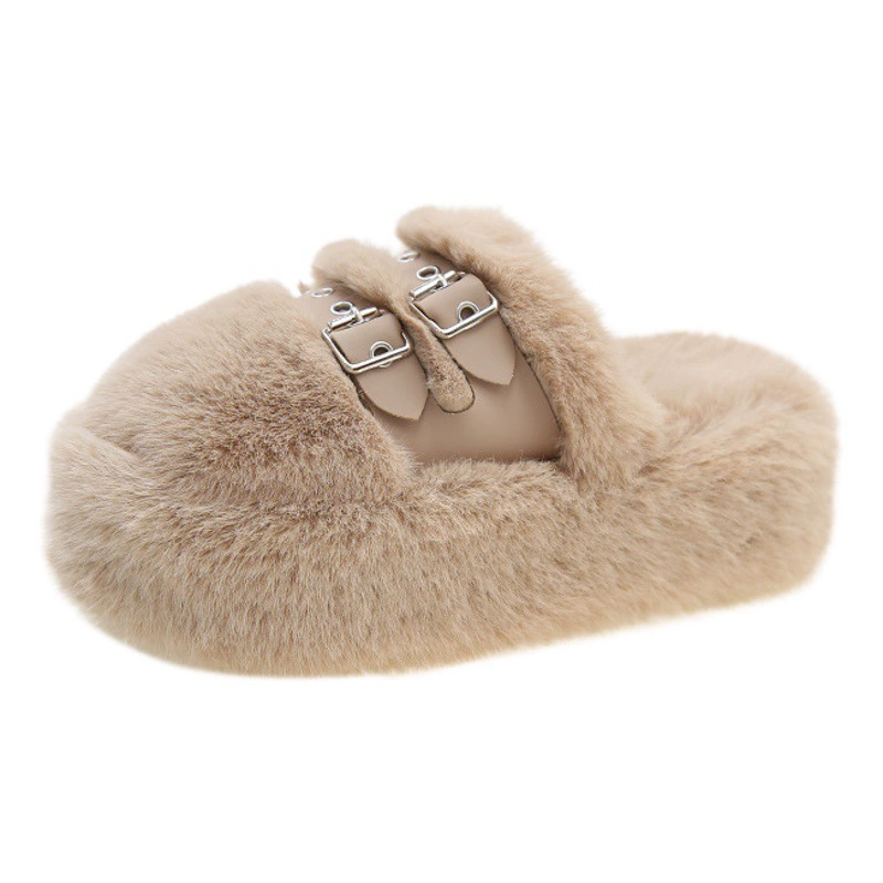 Женские тапочки Baotou Maomao на толстой подошве 7 см, новая зимняя верхняя одежда в Корейском стиле, двубортные маленькие хлопковые тапочки, 2023