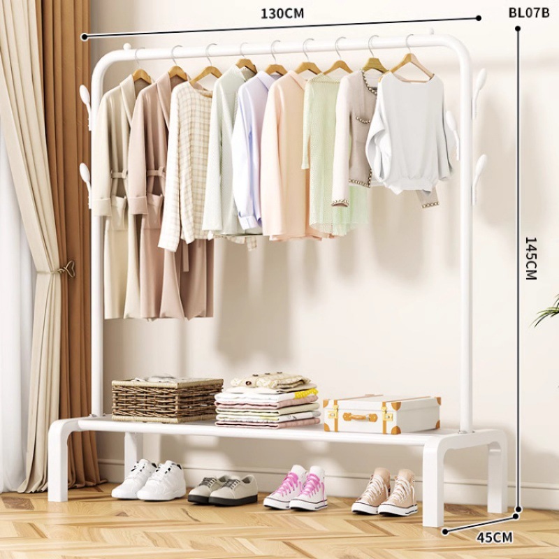 Dormitorio doméstico simple percha de ropa balcón percha de ropa varilla de secado de hierro forjado percha de secado de doble varilla piso vertical