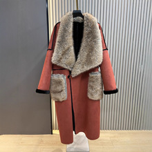 麂皮绒皮毛一体长款大衣女25冬季新款仿皮草外套宽松休闲加厚保暖