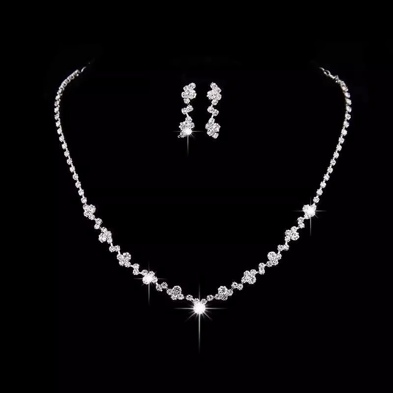 Корейское украшение для невесты, ожерелье со стразами, женские серьги, простой костюм из двух частей, свадебное платье из пряжи, универсальные аксессуары