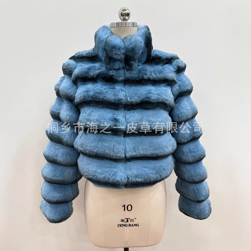 Factory Stock Direct Sales Cross-Border Autumn and Winter Women's Clothing Imitation Chinchilla Artificial Fur Short Stand-Up Collar Long-Sleeved Coat for Women