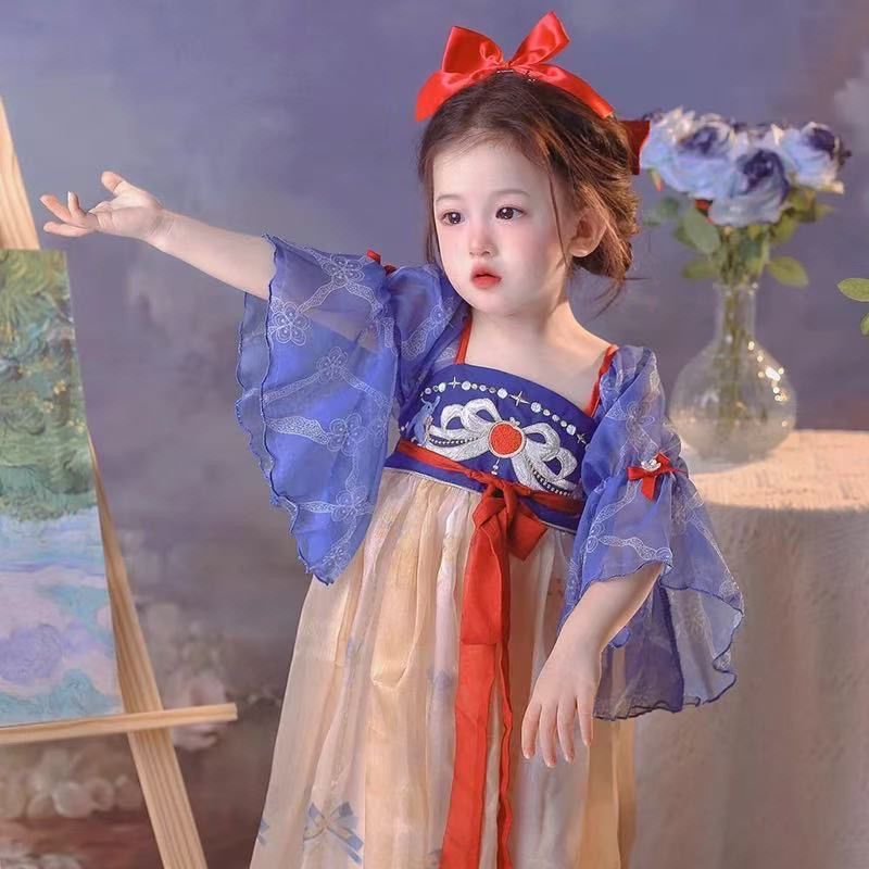 Hanfu, small princess costume, children's summer clothing, suit, dress, white clothing, Birthday gift 4