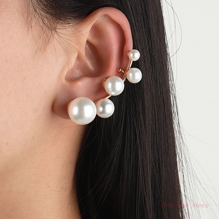1 Piece Elegant Geometric Inlay Alloy Artificial Pearls Ear Clips display picture 2