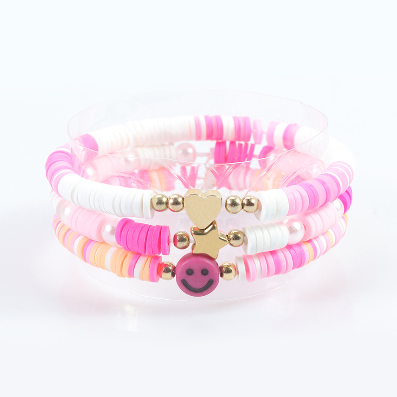 AliExpress caliente suave cerámica traje Pulsera Rosa Suave cerámica cara sonriente pulsera fábrica a largo plazo en stock al por mayor