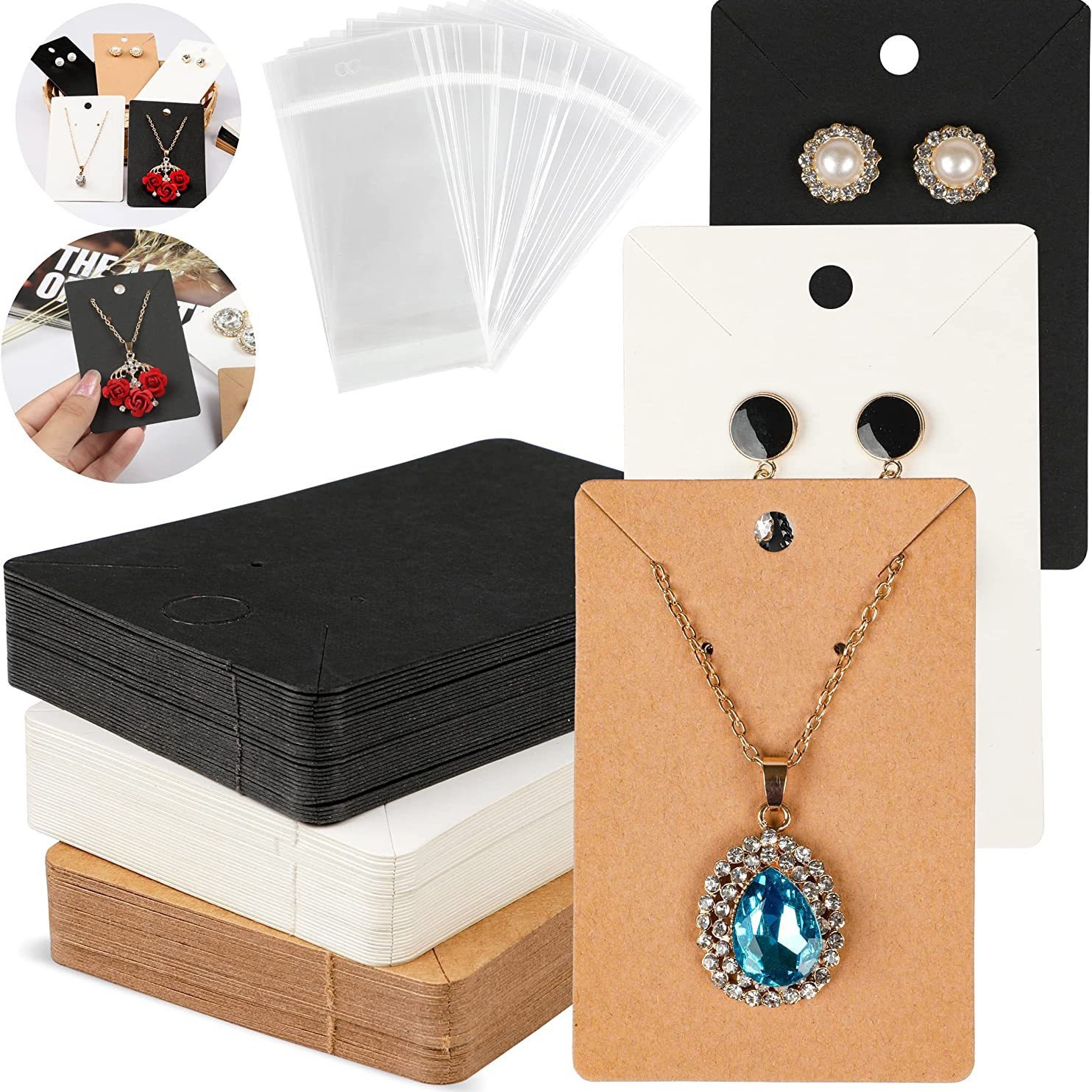 100 hojas de un paquete de tarjetas de cuero transfronterizas 6 * 9 collar en blanco tarjeta de papel joyería tarjeta de papel pendientes tarjeta de papel tarjeta de papel