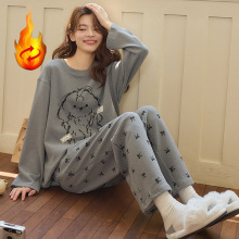 德绒睡衣女秋冬季保暖长袖韩版ins风学生宿舍可外穿家居服套装冬