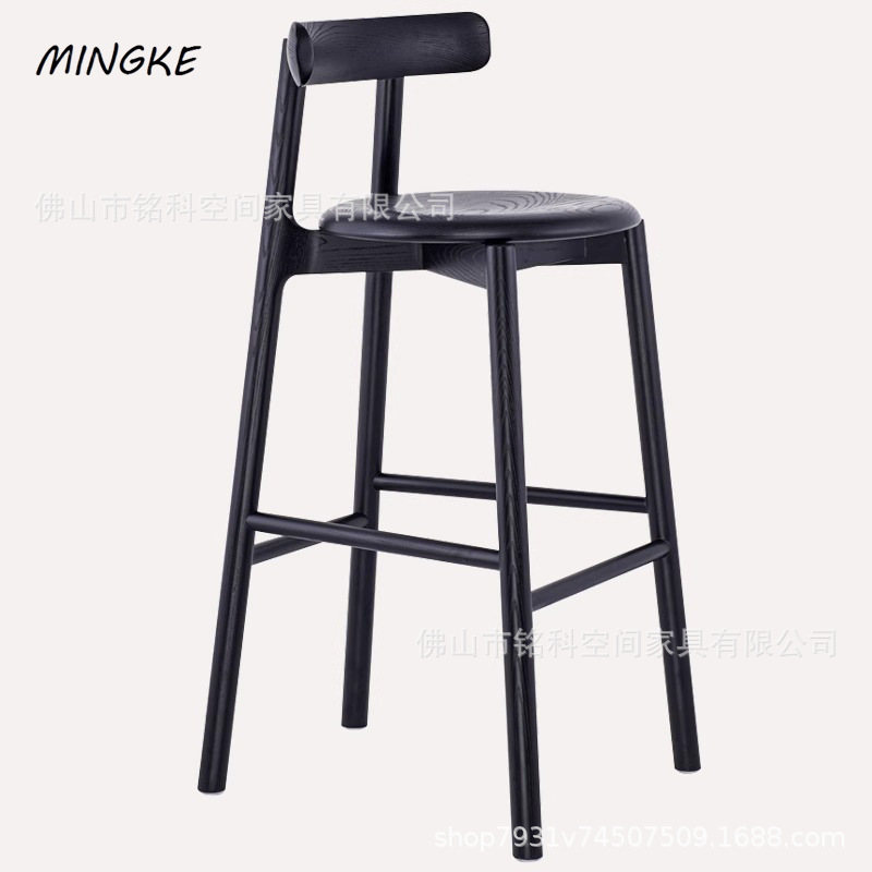 Solid Wood Bar Stool, Italian Minimalist Style, Suitable for Restaurants, Cafes, Bars, Designer Bar Chairs, Light Luxury, Home Island Counter High Stool