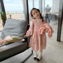 女童裙子碎花压皱甜美连衣裙公主裙24秋装新款外贸童装代发3-8岁