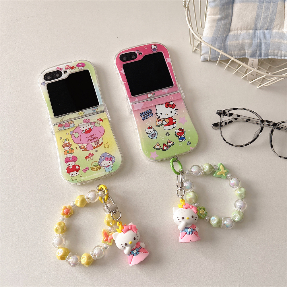 Cartoon KT cat for Samsung GalaxyZFlip3/4 folding screen phone case ZFlip5/6 generation protective case for women