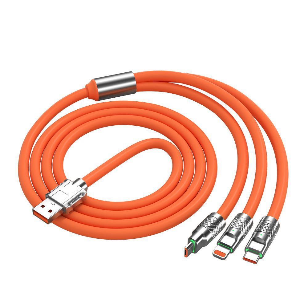 Alargado 3 M 120W negrita super rápido cable de datos tres en uno para Apple Huawei vivo xiaomi tpyec
