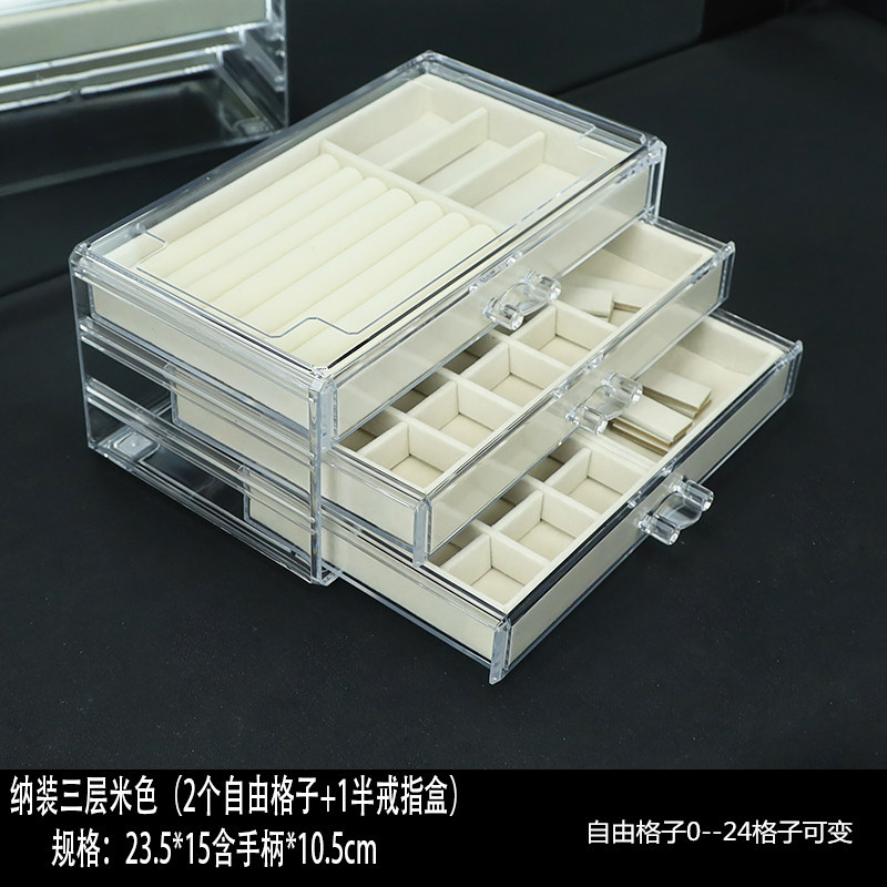 Joyas caja de almacenamiento a prueba de polvo pendientes joyería multi-red caja de organización anillo transparente anillo clasificación al por mayor