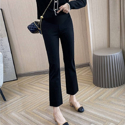 Maternity Pants Spring Summer 9-inch Fashion Trendy Micro-Volume High-Waist Slimming Pants Petite Pregnant Women's Outfit Dropshipping One Piece