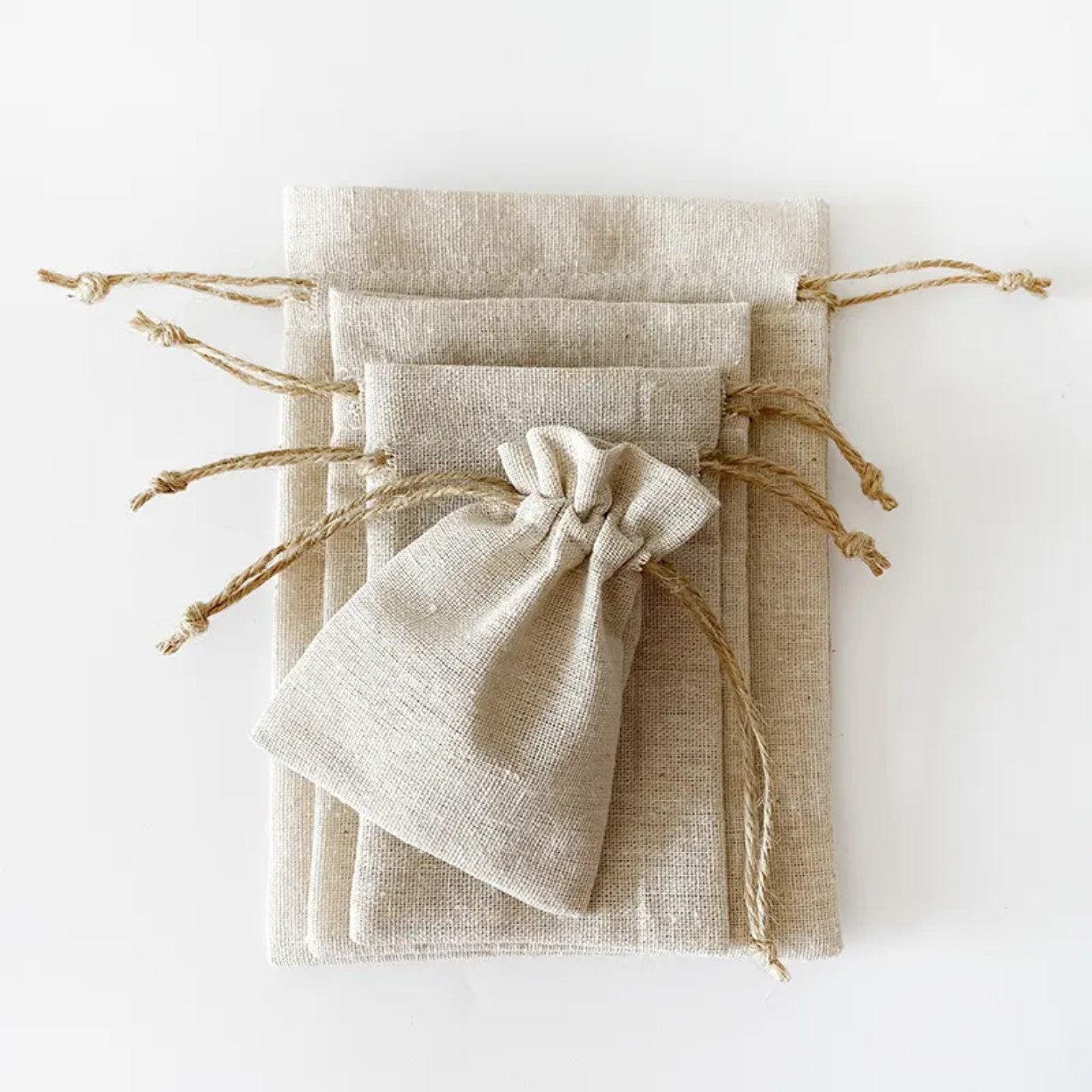 厂家定 制首饰收纳亚麻布袋大容量抽绳收口袋束口亚麻布束口袋