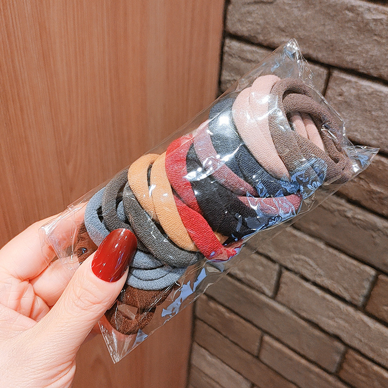 Alto elástico grueso banda de pelo sin costuras cuerda de pelo lazo femenino banda de goma coreano simple tocado accesorios para el cabello cuerda de pelo cubierta de cuero