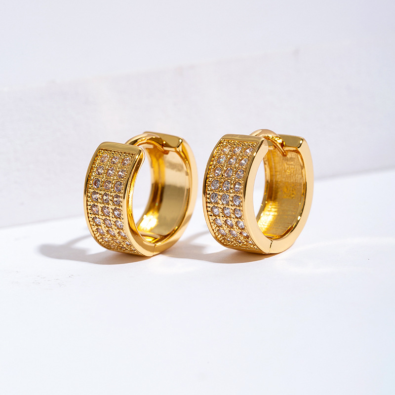 Daily Occasion Copper Material 1 Pair Hip-Hop Streetwear Geometric Copper Zircon Earrings