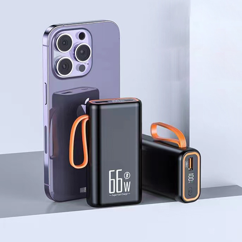 Cuerdas de transporte portátiles para viajes al aire libre, fuente de alimentación portátil compacta y portátil de alta capacidad, 66w, cable de carga rápida, aplicable