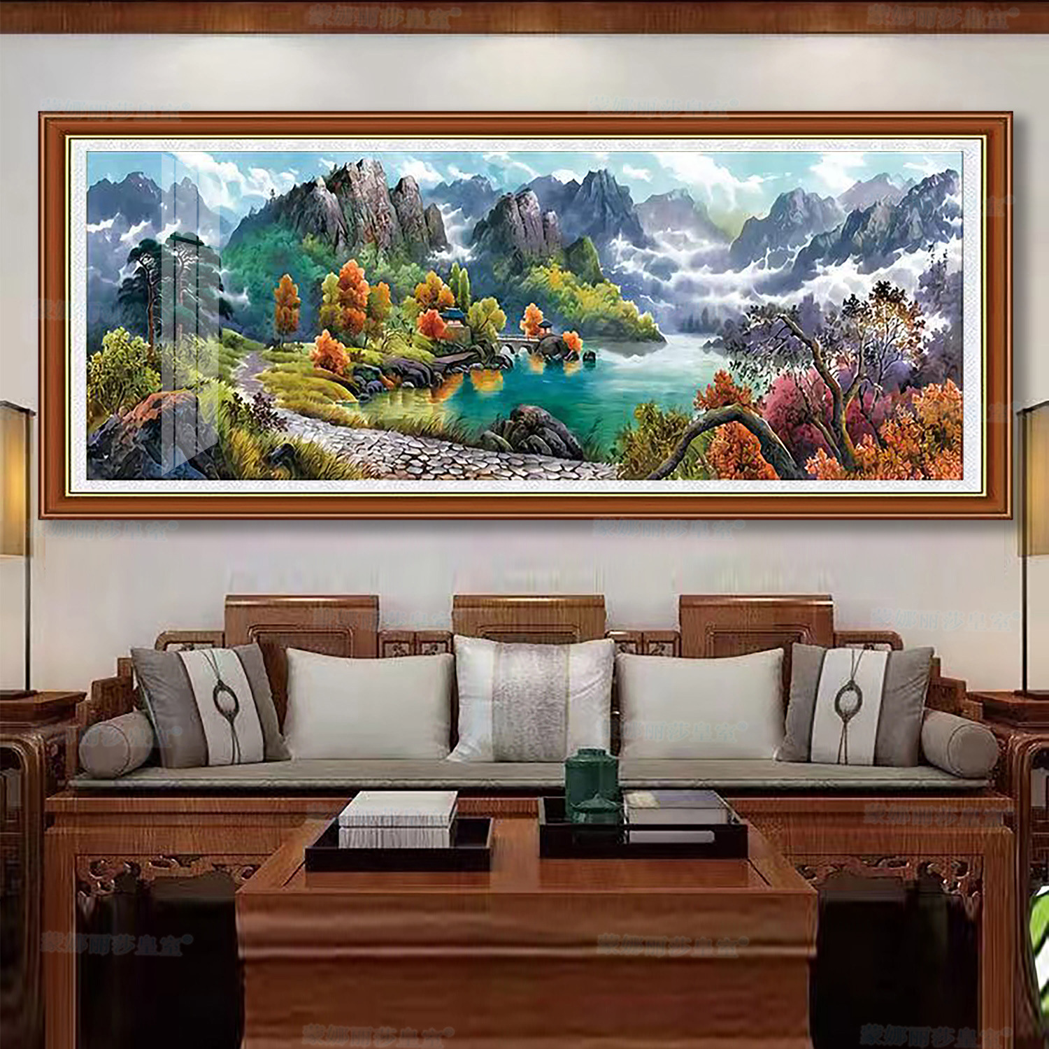 Productos genuinos Monalisa Royal punto de cruz simple cornucopia salón pintura paisaje gran hilo bordado image 1
