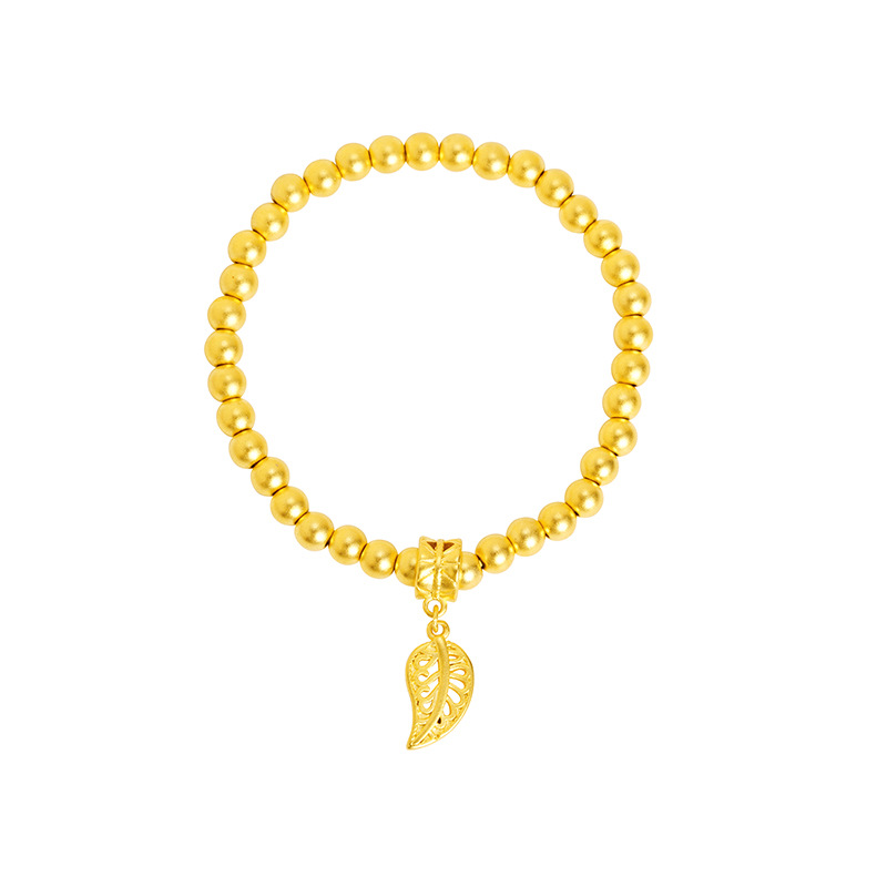 Brazalete de oro de arena vietnamita de mares estriados, cuentas de estrellas, huesos, pulseras de hojas, lujo ligero, joyas no se desvanecen.