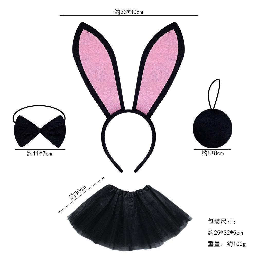 Diadema con Orejas de Conejo de Tela, Hecha a Mano, para Pascua y Halloween
