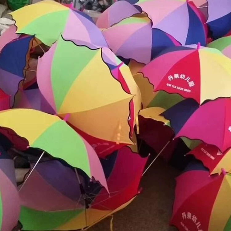Детский зонтик логотип пользовательские рекламные Радуга зонтик оптом мультфильм уха зонтик