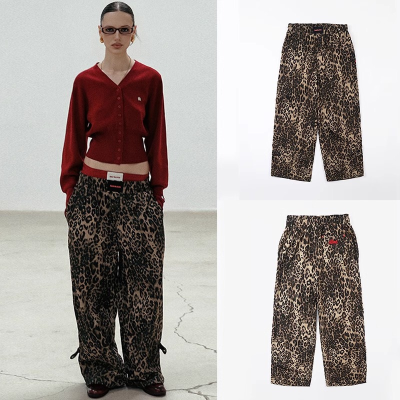 South Korea badblood BCAC Series Leopard Print Vintage Loose Casual Pants Women's Spice Girls Straight Pants Sweat Pants South Korea badblood BCAC Series Leopard Print Vintage Loose Casual Pants Women's Spice Girls Straight Pants Sweat Pants