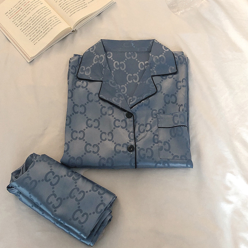 Pijamas de hombre primavera y otoño pantalones de manga larga de seda de hielo 2023 Nueva talla grande más tamaño ropa de hogar de seda real verano e invierno