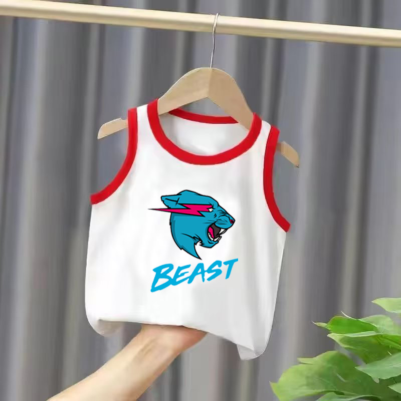 Mr Beast Lightning Cat Cross-Border Bestselling Unisex Kids' Tank Top Summer New Arrival