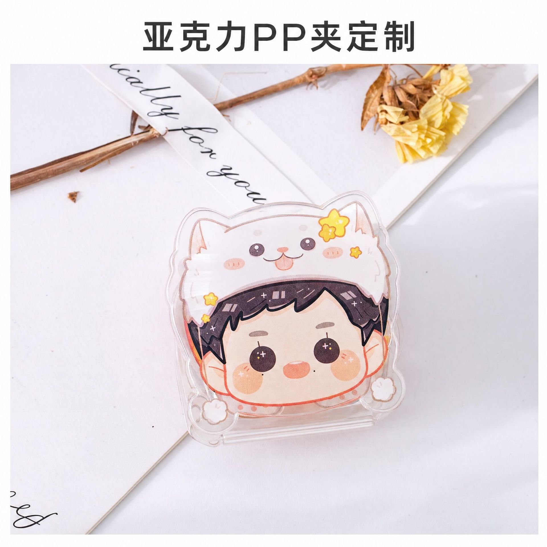 Cute Cartoon Acrylic Pp Clip, Customized Anime Peripheral, Multi-Functional DIY Handbook Clip, Student Reading Clip
