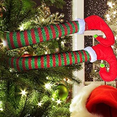 クリスマスデコレーション 車や暖炉の車に掛けるエルフの脚 ホリデーチアリーディングクリスマスに最適