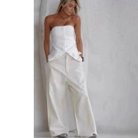 Весна и лето белые ретро с высокой талией широкие джинсы женские свободные тонкие повседневные прямые брюки брюки