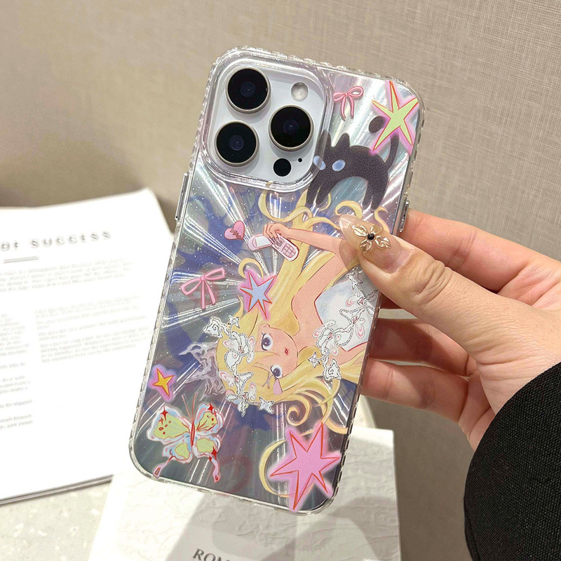 Ins-Style Sweet and Cool Comic Girl Phone Case Suitable for iPhone 17 Pro Max, Apple 16 Aurora Case Wholesale