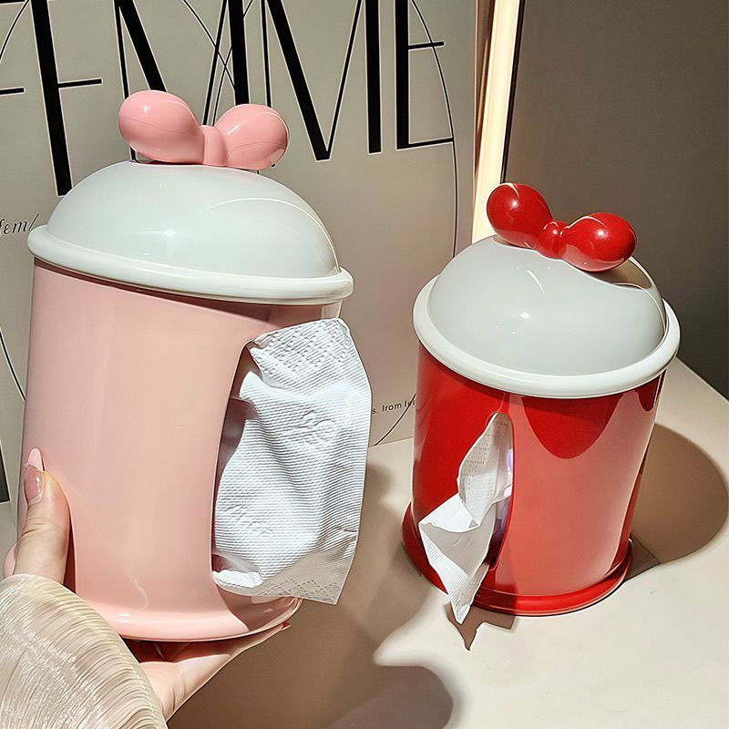リボン付きのかわいいペーパータオル収納ボックスの装飾品、ホームリビングルーム用の高級ロールペーパーボックス、高価値のナプキンペーパーボックス|undefined