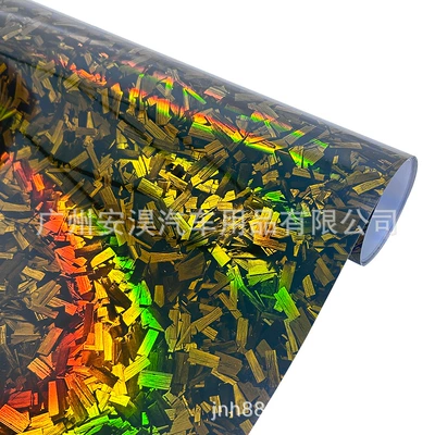 Film Carbon Fiber Sticker Interior — Auto Color Change Film - pet-laser-flower-carbon-gold-3050cm