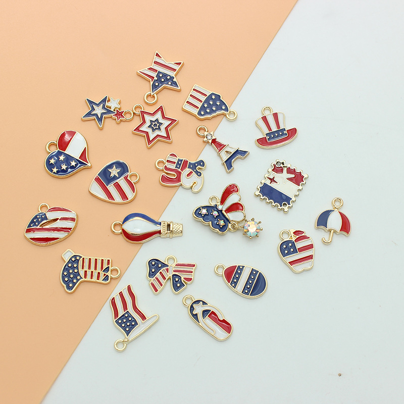 10 PCS/Package 1.7*1.7CM Alloy American Flag Butterfly Pendant display picture 3